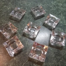 Vintage Square Chunky Heavy  Glass MCM Salt Cellars Set of 8