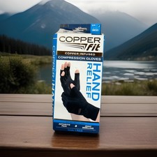 NEW Copper Fit Copper Infused Compression Gloves Black S/M Machine Washable   