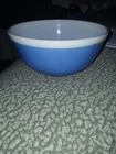 RARE Americana Blue White Rim Band Pyrex #403 2.5 Qt 8.5" Mixing Bowl GUC