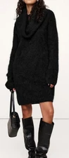 NWT Banana Republic RT$200 Black Oversized Alpaca Wool Mini Sweater Dress S Tall