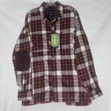 NWT Wrangler All Terrain Gear Plaid Elbow Patches Rugged Western Hunting Shirt