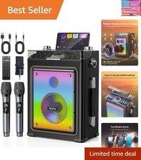 Karaoke Machine for Adults with 2 Wireless Microphones Guitar Input, Profes...