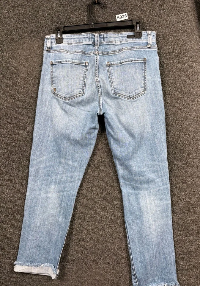 Kut From The Kloth Straight Leg Jeans Womens Sz 6 Mid Rise Distressed Raw Hem  - Image 2 of 4