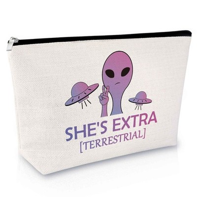 Funny Alien Makeup Bag Alien Gifts for Women Friends Cosmetic Bag Spaceship U...