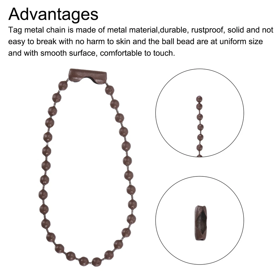 Cadena de cuentas de bola cadenas de collar con cuentas para hacer joyas, 12 piezas (marrón) Foto 3 de 4