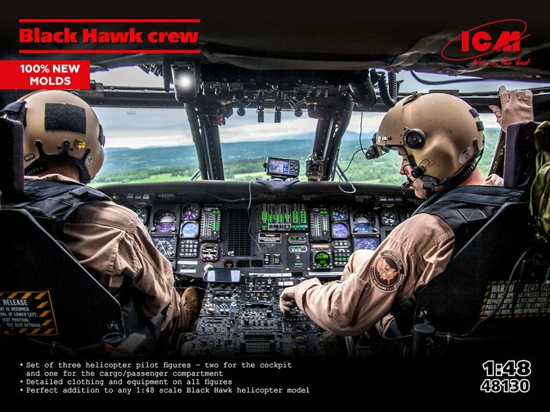 ICM 48130 1:48 Sikorsky UH-60 Black Hawk Crew x 3 Figuren