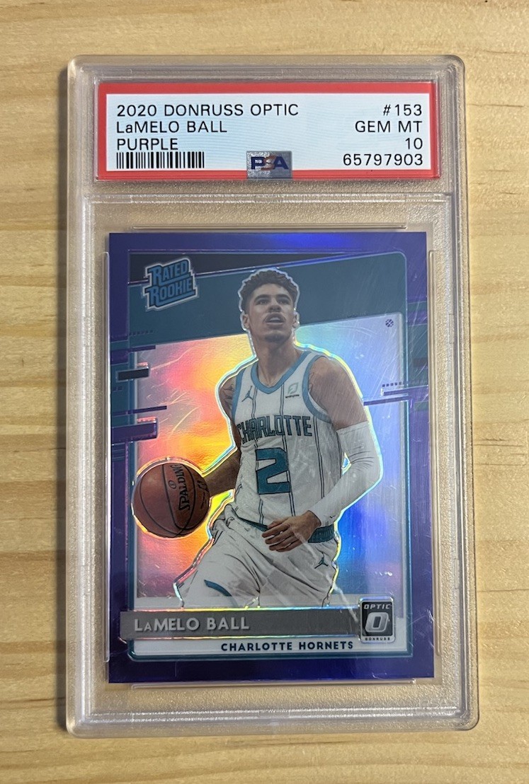 2020 Donruss Optic LaMelo Ball Rated Rookie PURPLE HOLO PSA 10 GEM #153