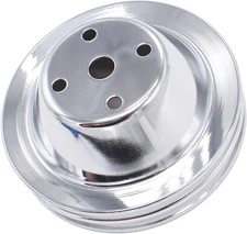 1 Pcs Polished Long Water Pump Pulley LWP Double-Groove For Small Silver 