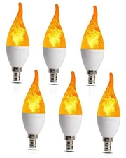 6 Pack LED Simulated Fire Flicker Flame Candelabra Bulbs,2W 6 Count (Pack of 1)