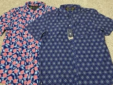 (2) LOT William Murray Shirt Mens XL Golf Short Sleeve Button Up NEW Floral