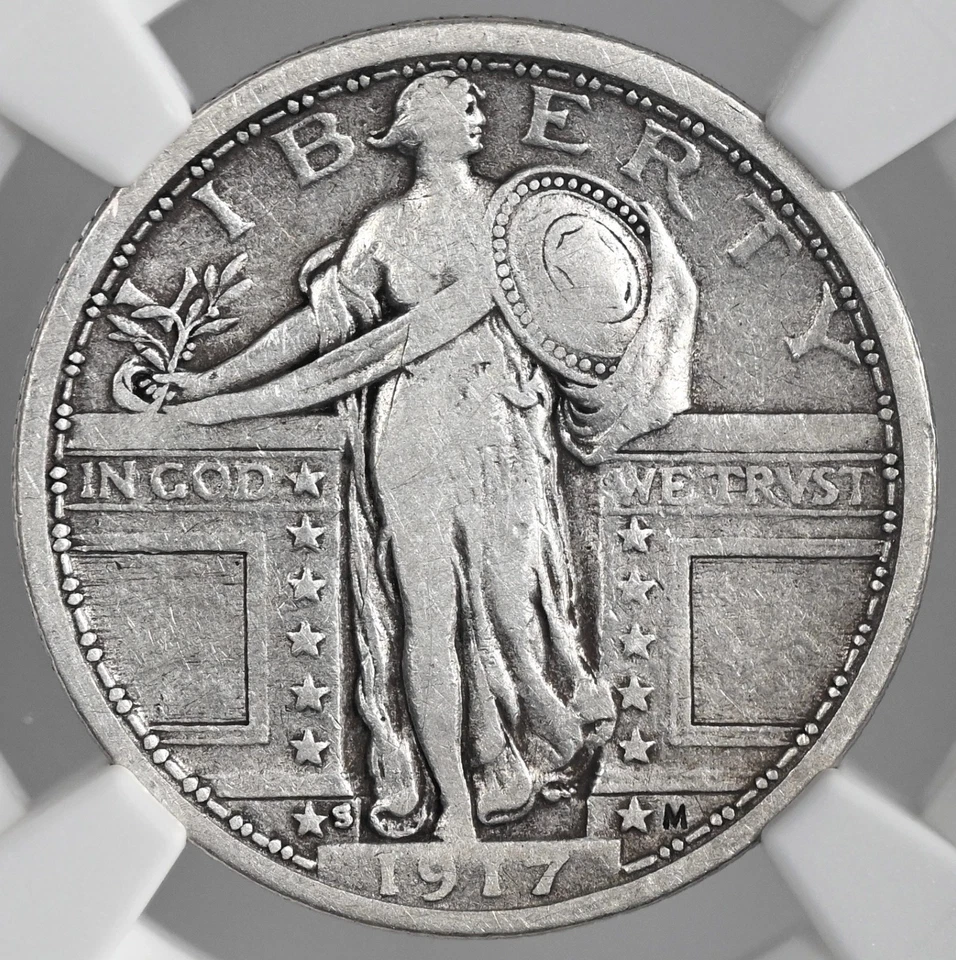 1917-S  25C STANDING LIBERTY QUARTER T1 NGC FINE DETAILS REV SCRATCH 8405237-031 - Image 2 of 4