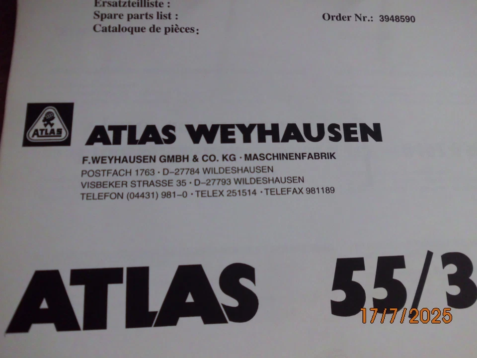 Atlas 55/3 Ersatzteilliste Radlader von 10/99, ohne Motorteile !,Topzustand ! - Bild 3 von 4