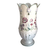 Lenox Spring Bouquet 9.5" Bleeding Heart Vase Scalloped Top Pierced Embossed