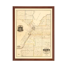 Old Map of Brown County, WI 1870 - Vintage Wisconsin Art