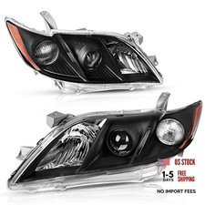 Headlights Compatible with 2007-2009 Toyota Camry Black OE - Black/Amber/Clear