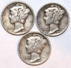 (3) Mercury Dimes - Extra Fine - 1941P 1942P 1943P - #2012ED FREE SHIPPING