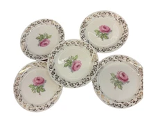 Set of 5 Taylor Smith & Taylor Pink Rose Gold Trim 6inc Plates