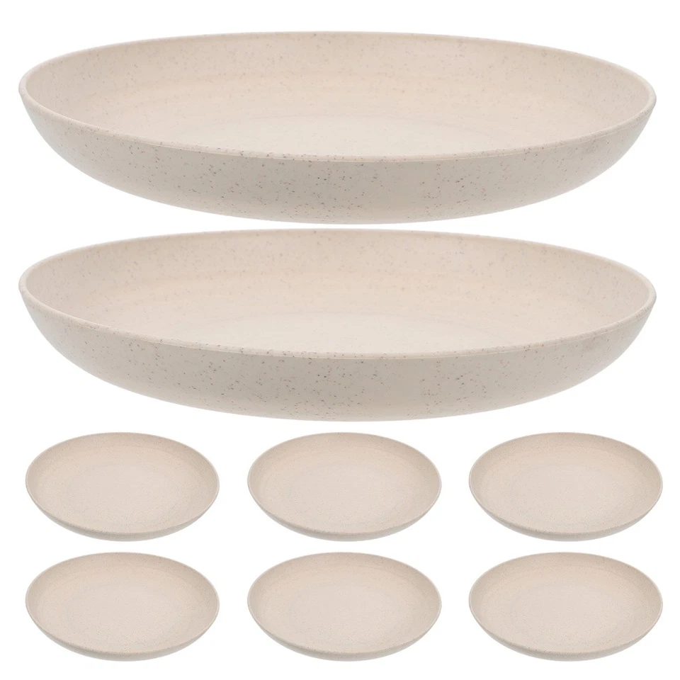 8-teiliges Esstellerset: Unzerbrechliche Müsliteller aus Weizenstroh, - Bild 2 von 4