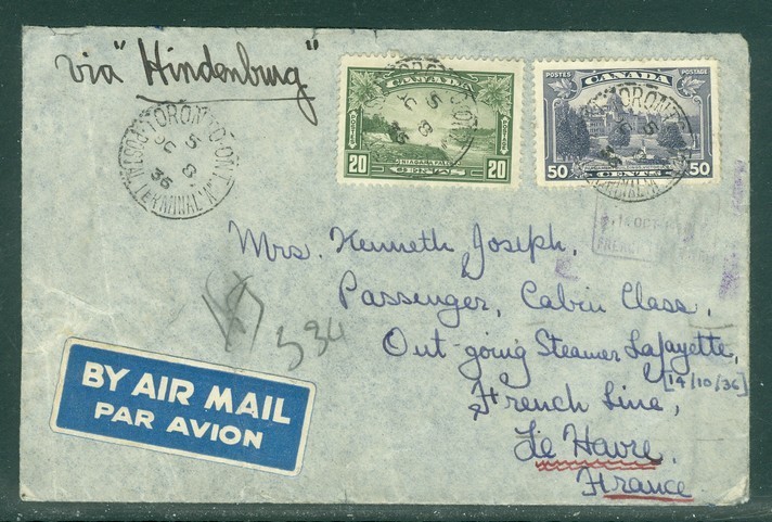 ZEPPELIN LZ 129; Hindenburg; 5 - 12 oct.  1936 (10199-N)