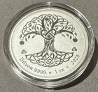 Geiger Mint-1 oz Ireland Tara Tree of Life-2025 Silver round in capsule.