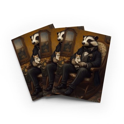 Victorian Dachs Kätzchen Grußkarte skurril jeder Anlass 3er Pack leer innen