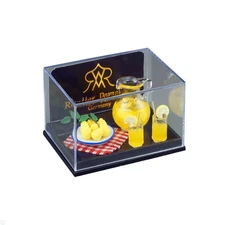 Reutter Porcelain Dollhouse Miniature Lemonade Jug with Fresh Lemons and Glasses