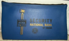 Security National Bank Zipper Deposit Blue Money Bag Omaha Nebraska NE