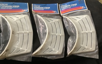 Lot of 3   VINTAGE Dorcy Typhoon 3-Snap Motorcycle Helmet Visors   NOS White