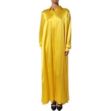 DOLCE & GABBANA Dress Yellow Silk Collared Button Down Maxi IT44/US10/L 3680usd