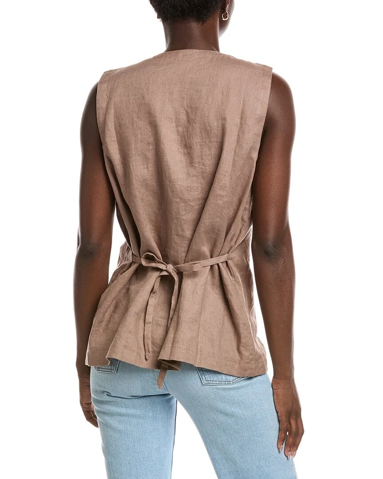 Eileen Fisher Round Neck Linen Long Vest Women's - Image 2 of 2