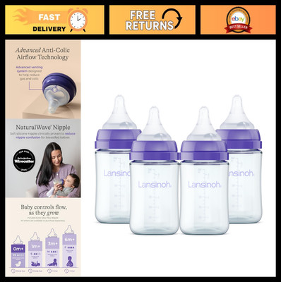 Anti-Colic Glass Baby Bottles 5oz - 4 Pack with Extra Slow Flow Nipples - Newbor