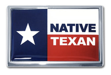 native texan flag chrome auto emblem decal usa made