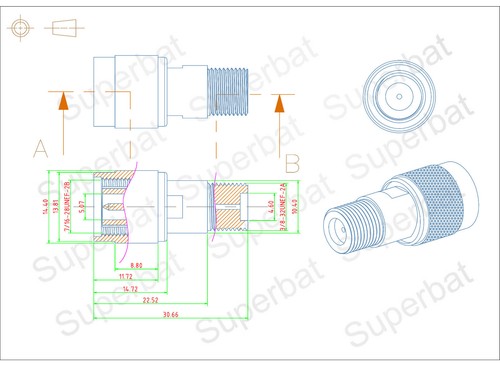 10x TNC-F Adapter Connector TNC Plug to F Jack Female coupler (English-Version - Picture 4 of 4