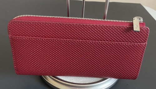 Lacoste Women’s Chantaco Pique Leather Zip Wallet Dark Red Large - Picture 4 of 8