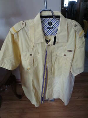 Men's CAVI Military Style Yellow Small Check Button Short