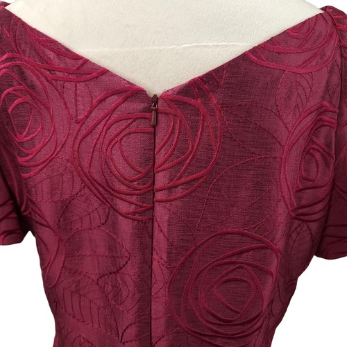 Siri Audrey Damenkleid V-Ausschnitt Bateau-Ausschnitt rot Blumen Satin formell Event Größe 14 - Bild 5 von 12