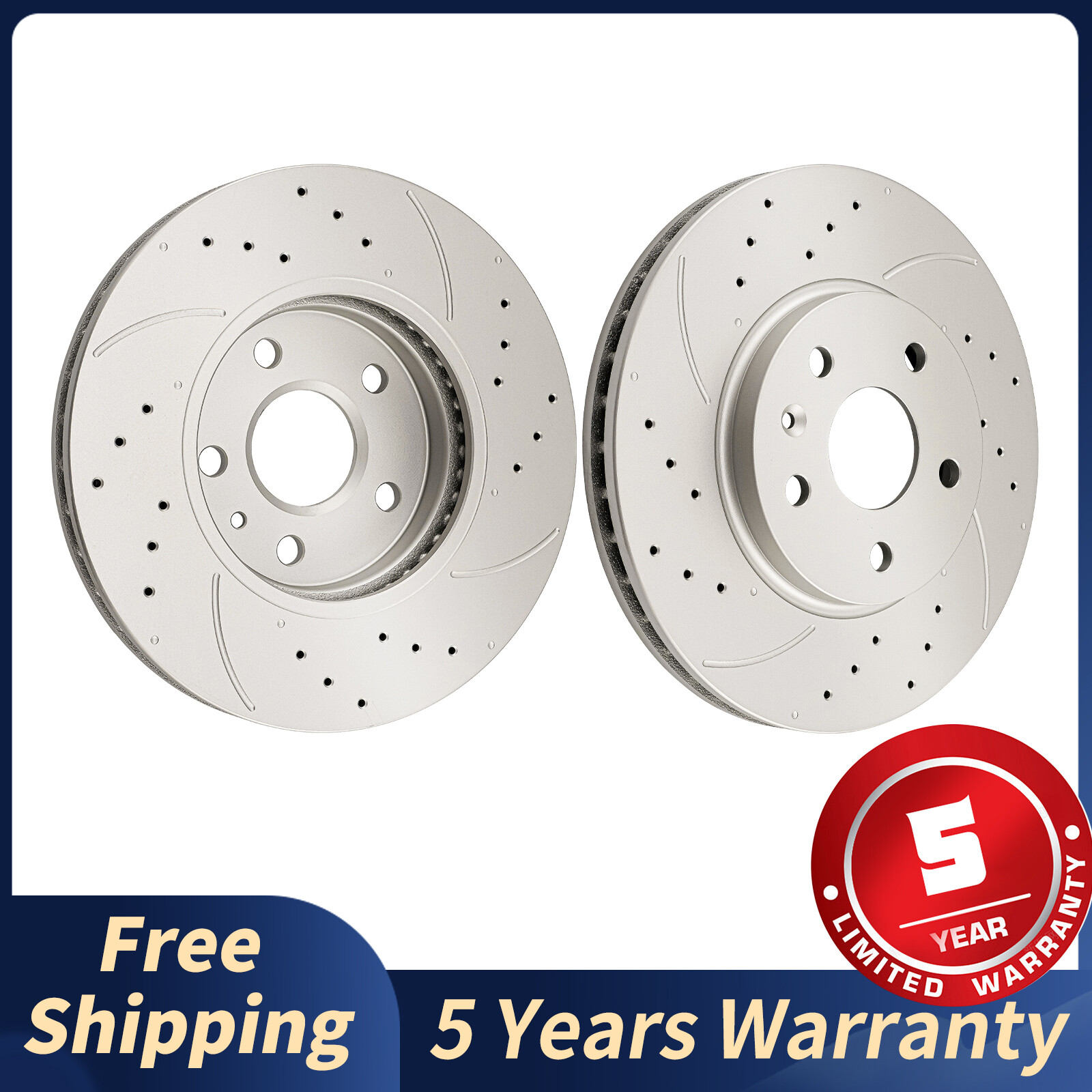High-Performance Front Drilled Slotted Brake Rotors for Cadillac CTS 2008-2014 (55157)