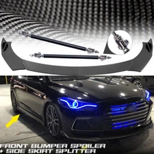 For Hyundai Carbon Fiber Front Bumper Lip Splitter Spoiler+Strut Rods