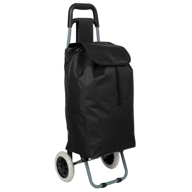 Black Folding Wheeled Lightweight Shopping Trolley Grocery Bag Cart on