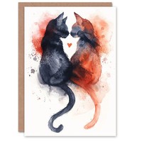 KäTzchen Paar Liebe Kuss Aquarell Karte Mit Katzenmotiv Geburtstagskarte