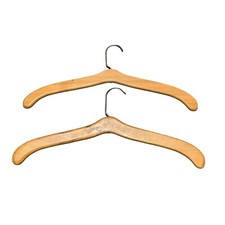 Vintage Wooden Suit Hangers Set Of 2 With Metal Hooks