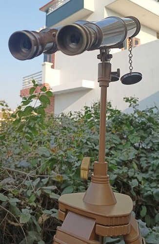 Nautical Brass Binoculars on Elegant Antique Vintage Floor Tripod Stand Maritime - Picture 14 of 15