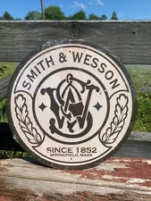 Smith and Wesson Since 1852 Logo Tin Metal Sign Guns Revolver Classic Shop 