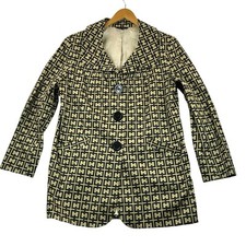 S & D Women's Coat Size XL 97% Cotton Black Gold Geometric Lined Made in USA NOS