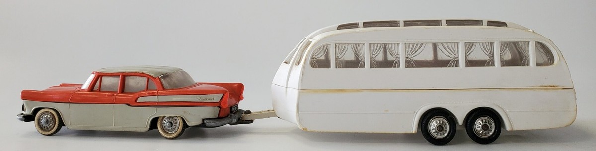 Miniature NOREV 1/43 Simca Chambord Bordeaux/Crème Avec Caravane Henon - Occasion Boîte D'origine