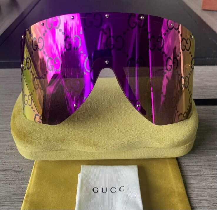 GUCCI GG1244S Col 002 Silver and Purple Hologram GG Shield GUCCI GG1244S Col 002 Silver and Purple Hologram GG Shield