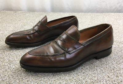 Bontoni Shoes Men's 8.5 Cognac Brown Antique Italian Leather Penny Loafers