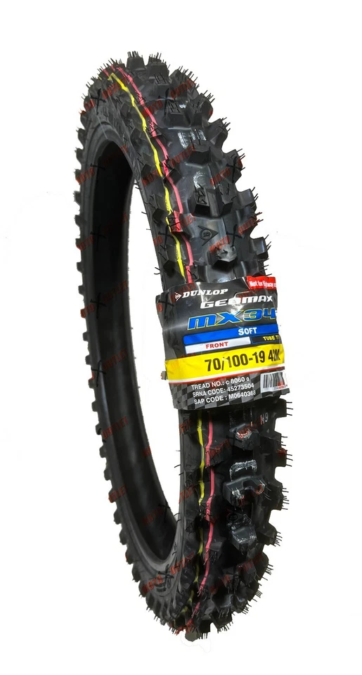 Juego de neumáticos Dunlop 70/100-19 90/100-16 MX34 rueda delantera trasera KX100 TTR125L rueda grande Foto 2 de 4