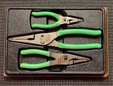 SNAP ON Tools USA NEW 3pc Soft Grip Long Nose Slip Joint Pliers Set PL3LNSJCFO