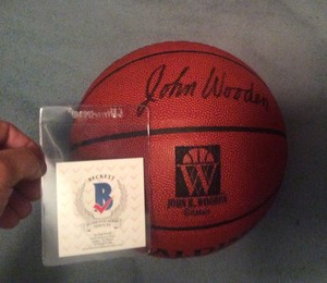 john wooden autographed basketball